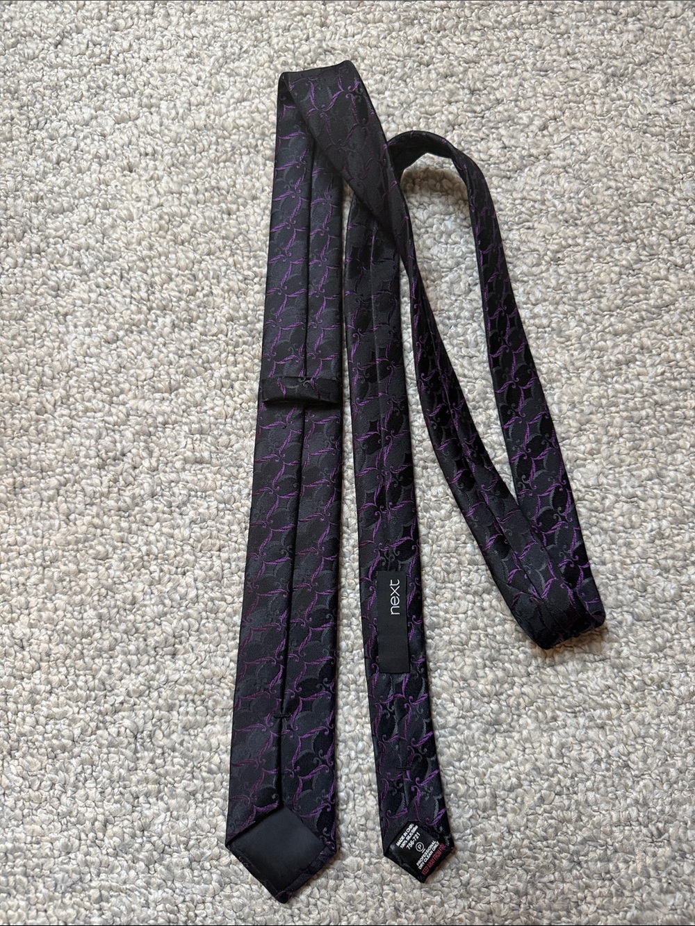 next Black Tie with Purple Geometric Pattern